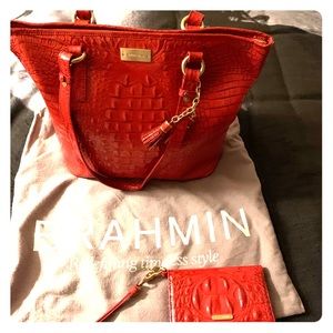 Red Large Brahmin Tote Bag and Wallet